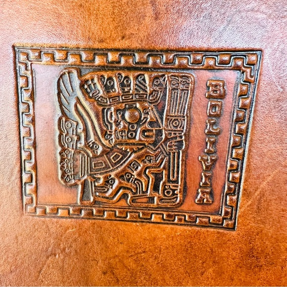 VINTAGE HAND TOOLED LEATHER HANDMADE EMBROIDERED STURDY CROSSBODY SADDLE BAG EUC - Picture 8 of 10